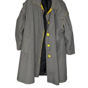 ✨ Vintage Ilie Wacs Black‎ White Gingham Coat Women’s 10 Yellow Accents ✨